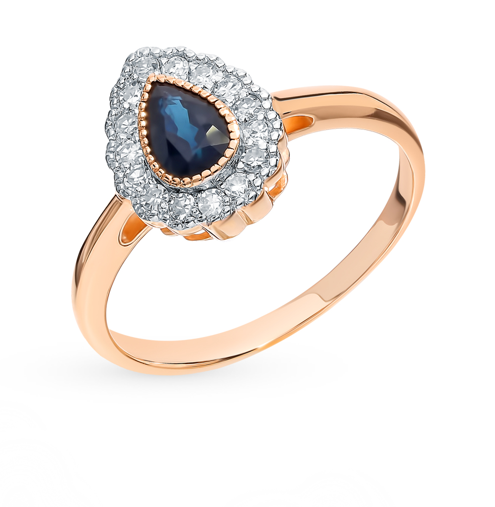 Золотое кольцо с сапфиром и бриллиантами в Самаре