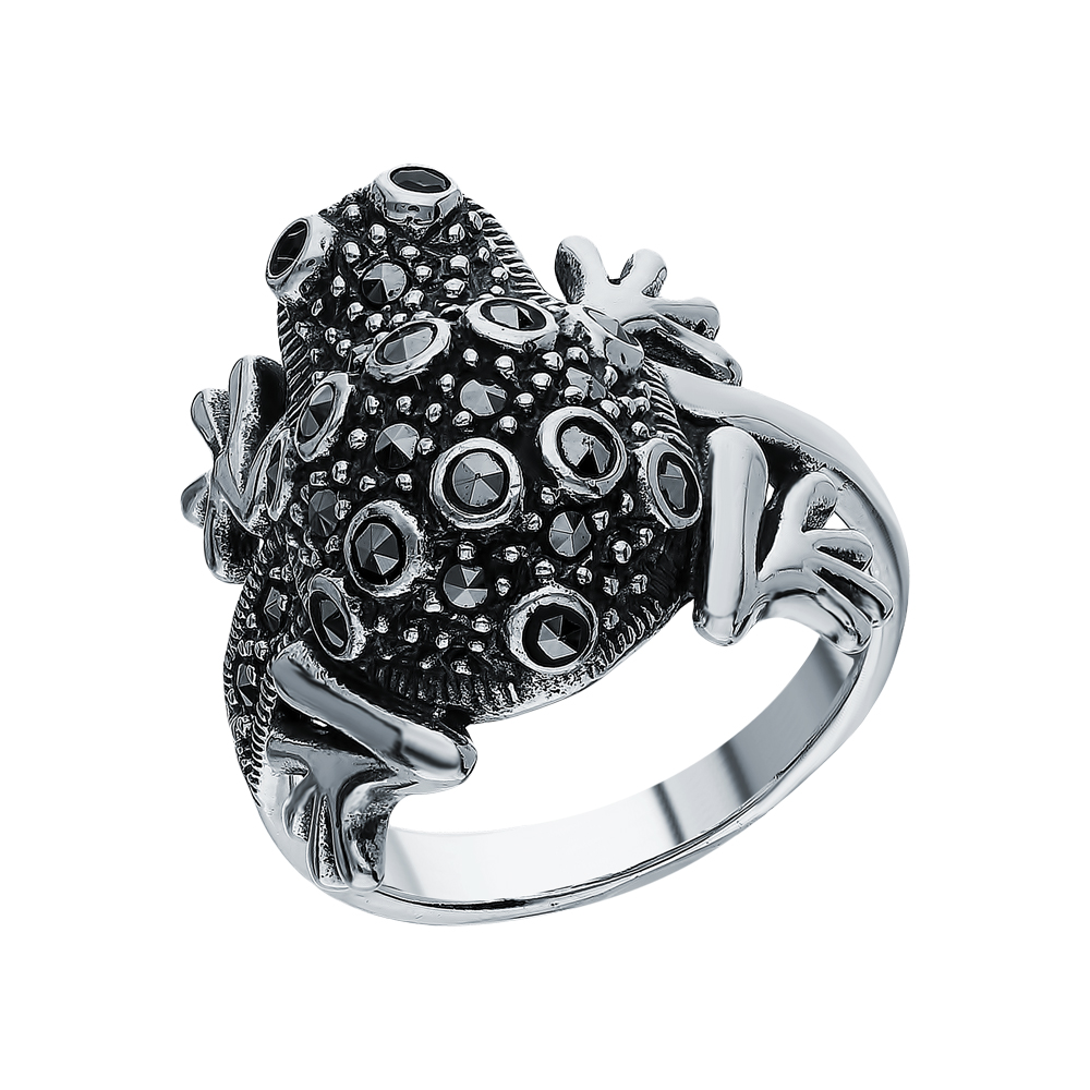 Серебряное кольцо с гранатом и марказитами swarovski в Краснодаре