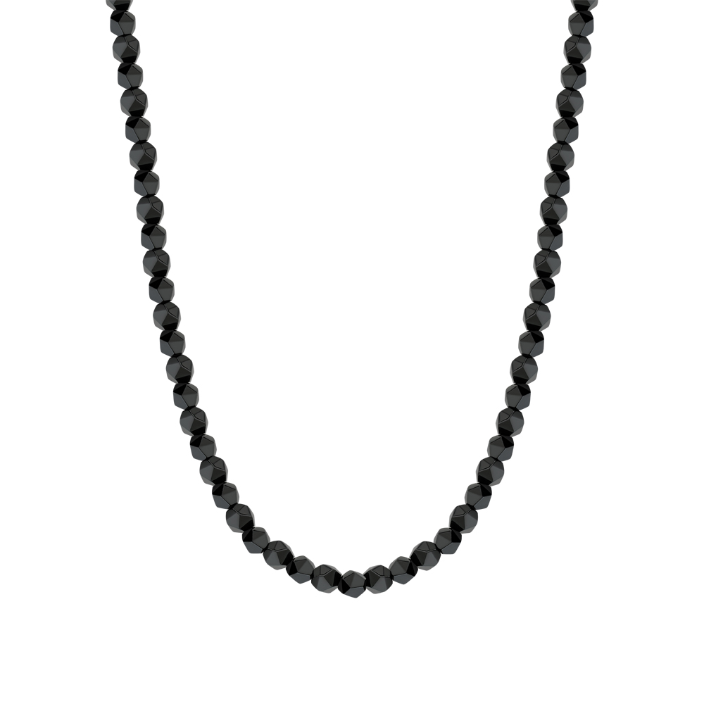 Серебряное шейное украшение с гематитом и со сталью SUNLIGHT Гематит ...