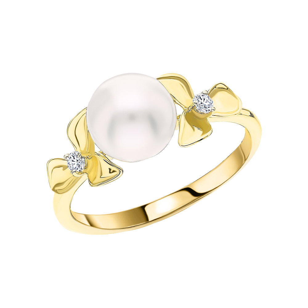 Фото «Золотое кольцо с жемчугом и топазами»