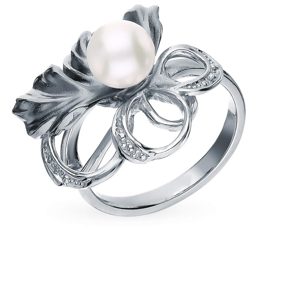 Серебряное кольцо с жемчугом и фианитами swarovski в Самаре