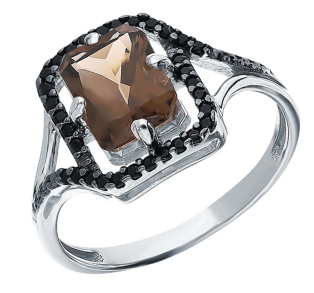 Фото «Серебряное кольцо с раухтопазами и нанокристаллами»