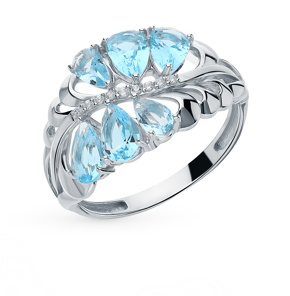 Серебряное кольцо с фианитами и кристаллами в Краснодаре
