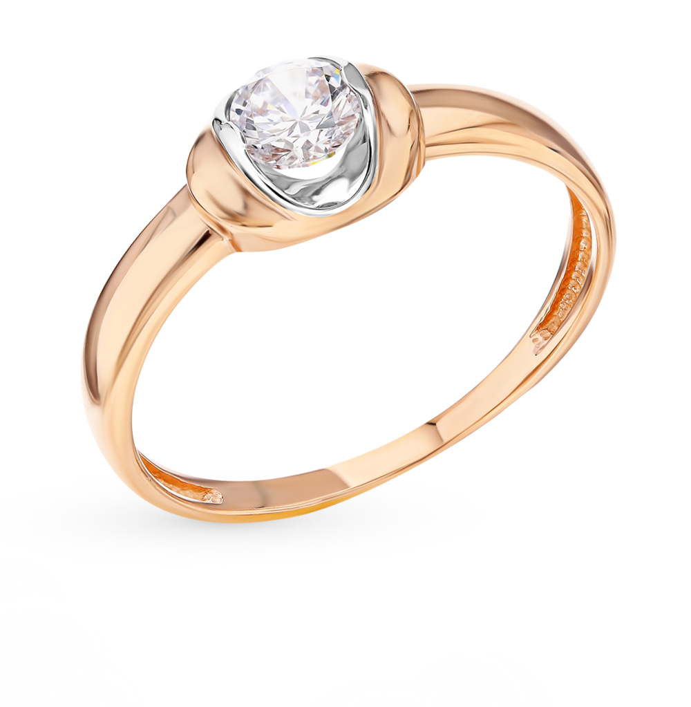 Золотое кольцо с бриллиантом фото