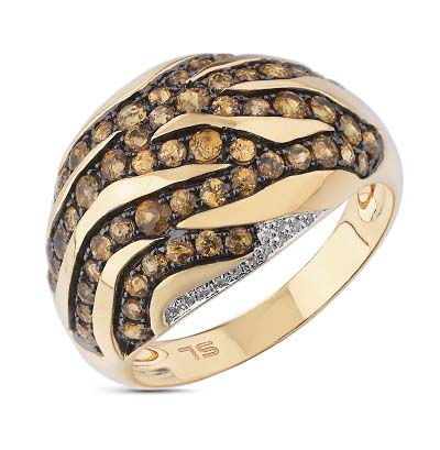 Фото «Золотое кольцо с гранатом и бриллиантами»