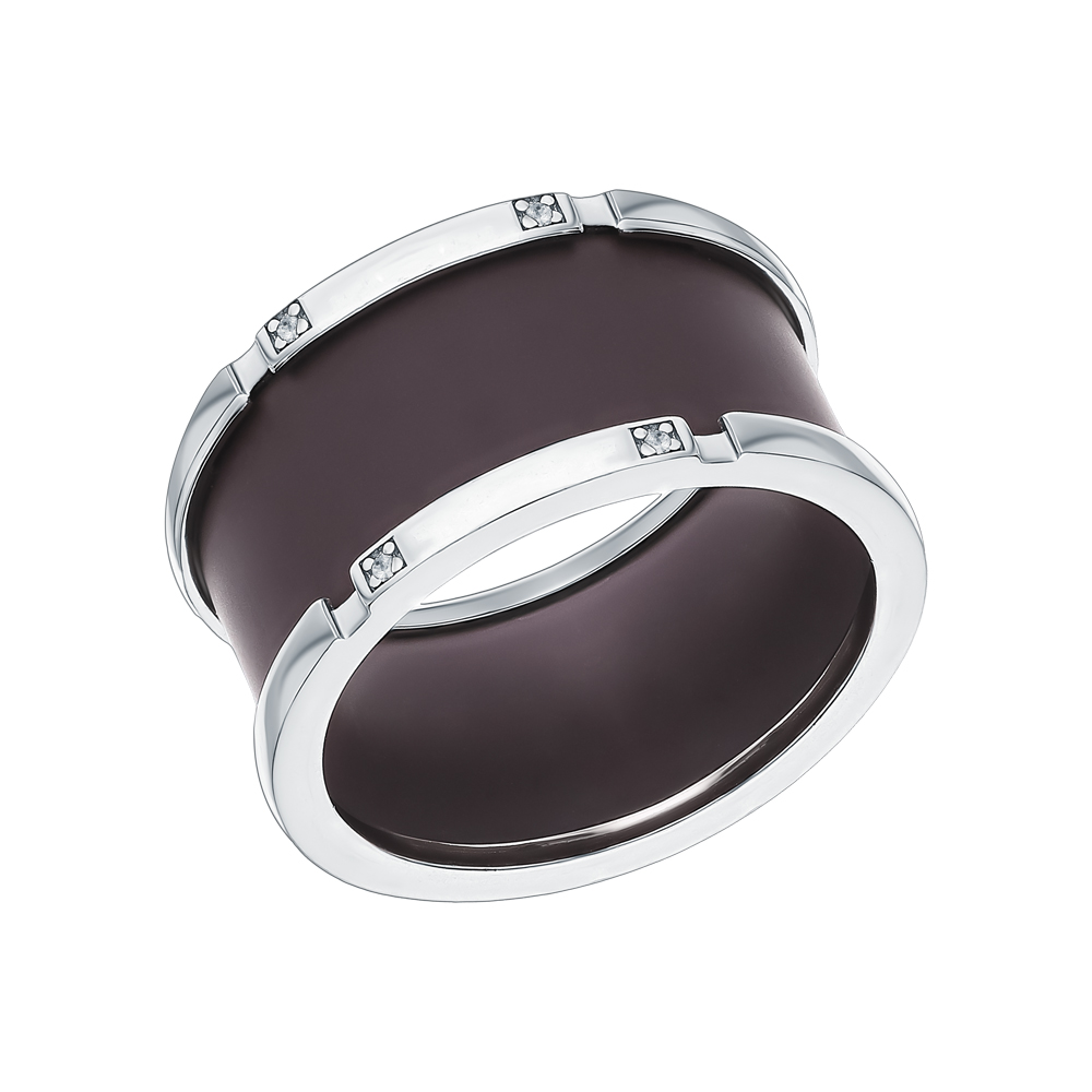 Фото «Серебряное кольцо с кубическим цирконием и керамикой»