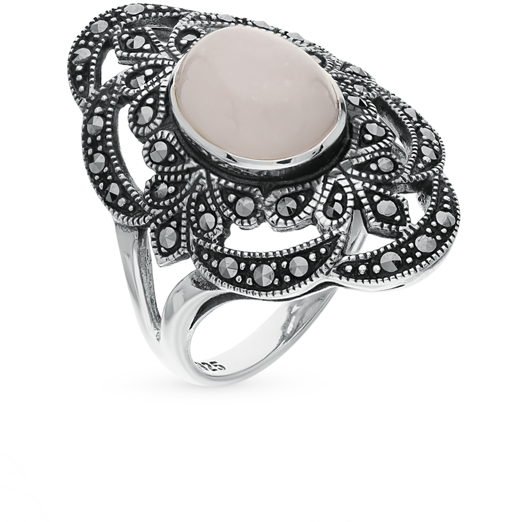 Фото «Серебряное кольцо с кварцем и марказитами»