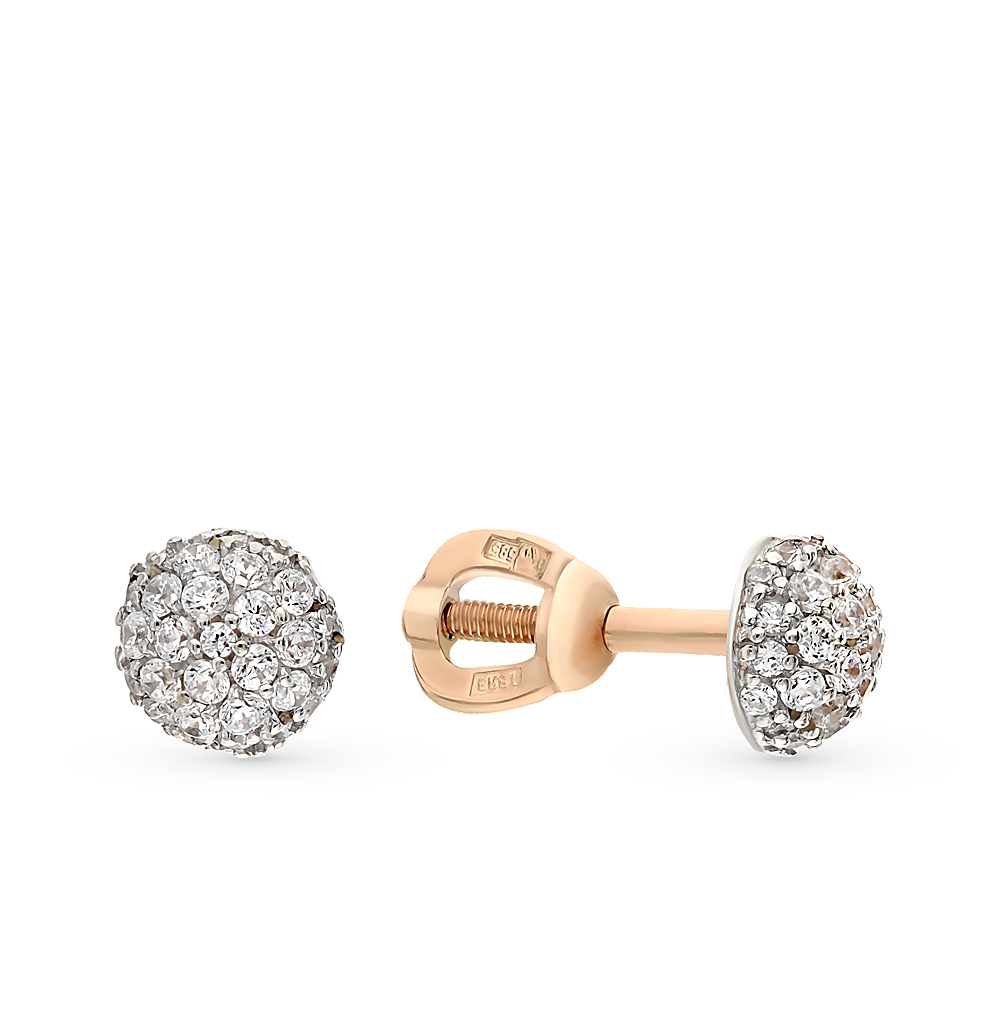 Золотые серьги с фианитами