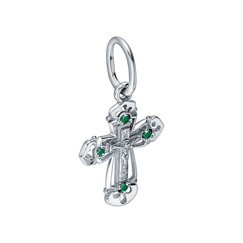 Серебряный крест-подвеска с фианитами SUNLIGHT 70160004з: белое серебро ...