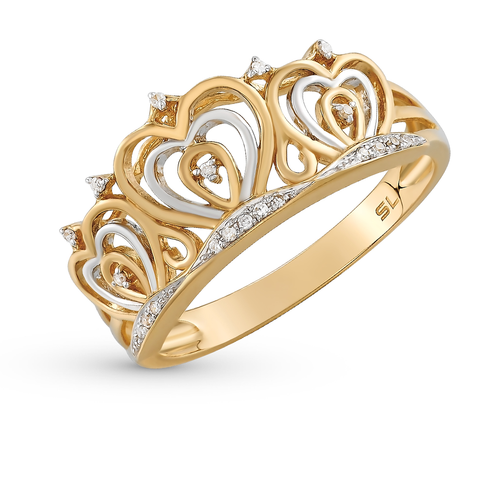Кольцо корона из золота санлайт