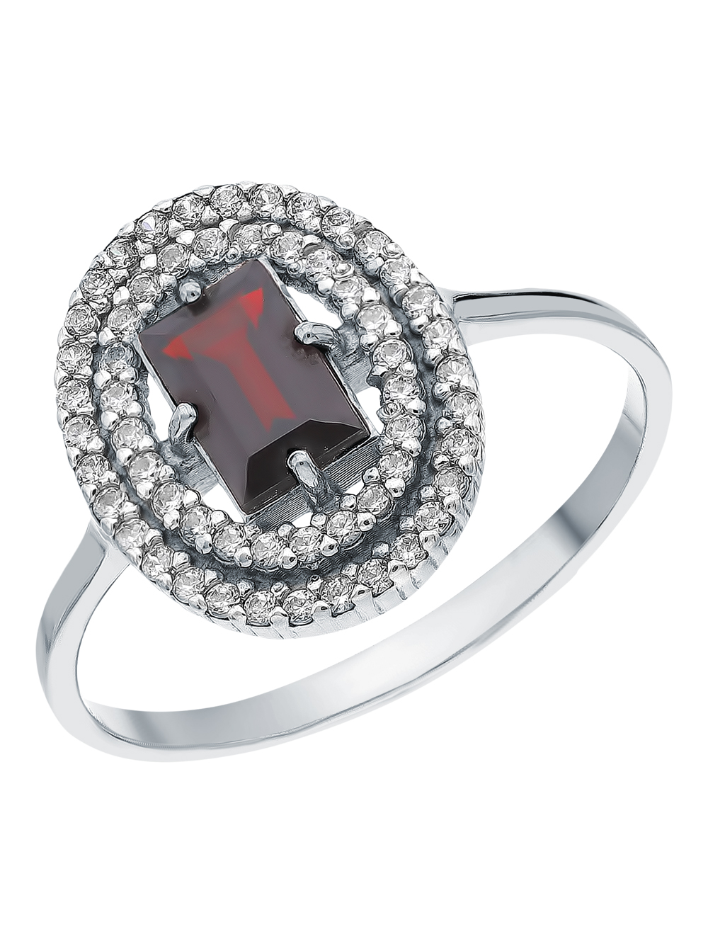 Фото «Серебряное кольцо с кубическим цирконием и гранатом»