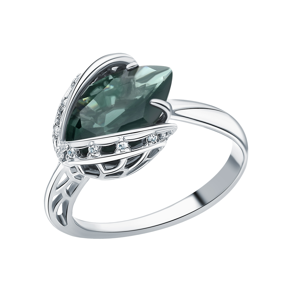 Фото «Серебряное кольцо с фианитами и турмалинами»