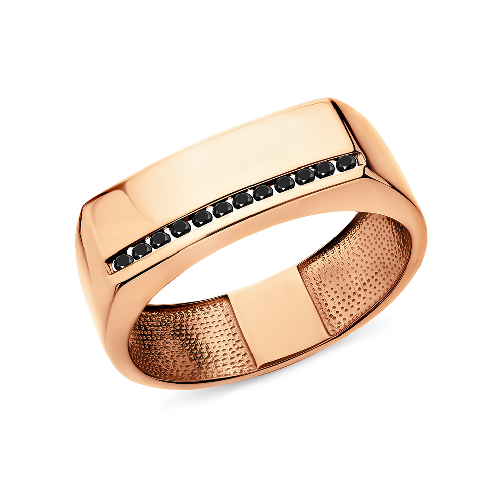 Золотое кольцо с чёрными бриллиантами в Новосибирске