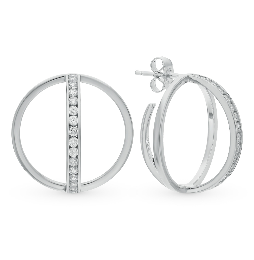 Серебряные серьги с фианитами