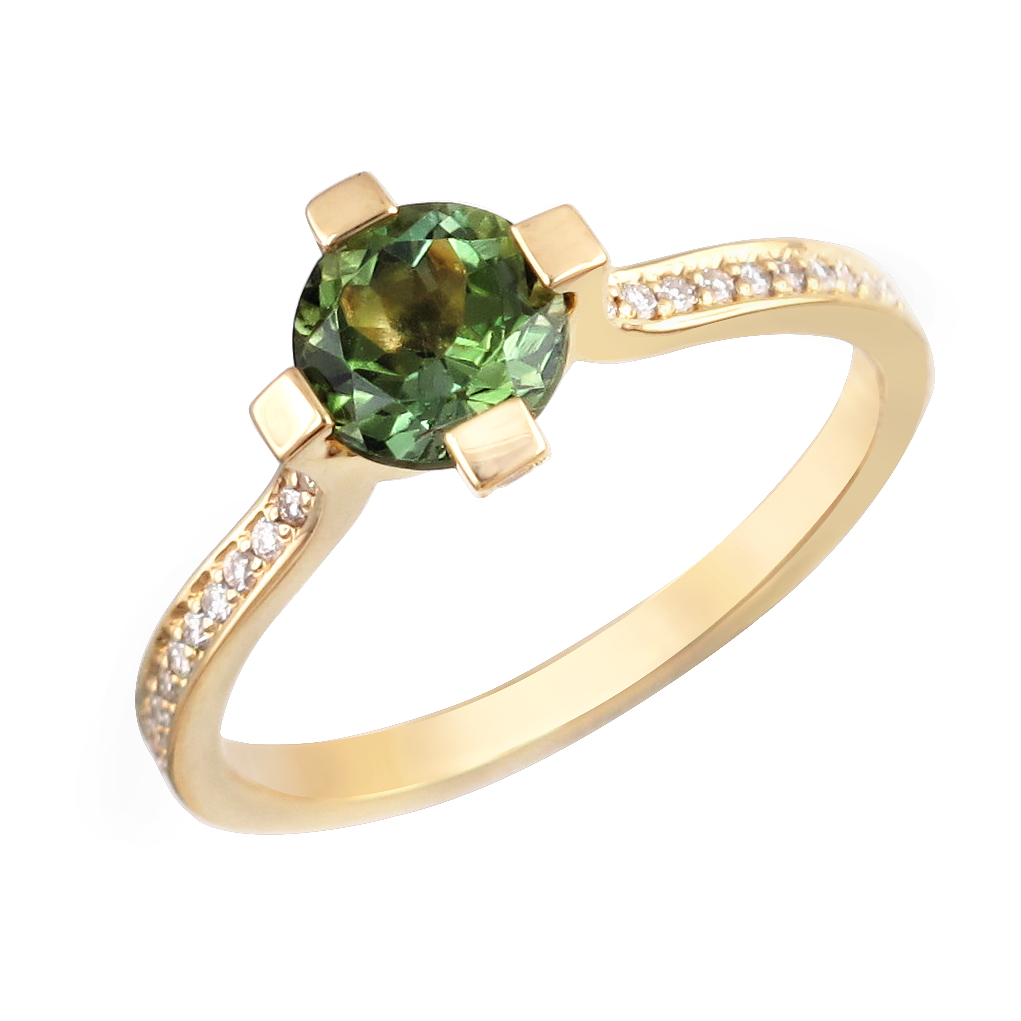 Фото «Золотое кольцо с турмалинами и бриллиантами»