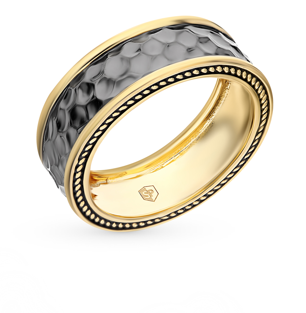 Кольцо с керамикой и золотом