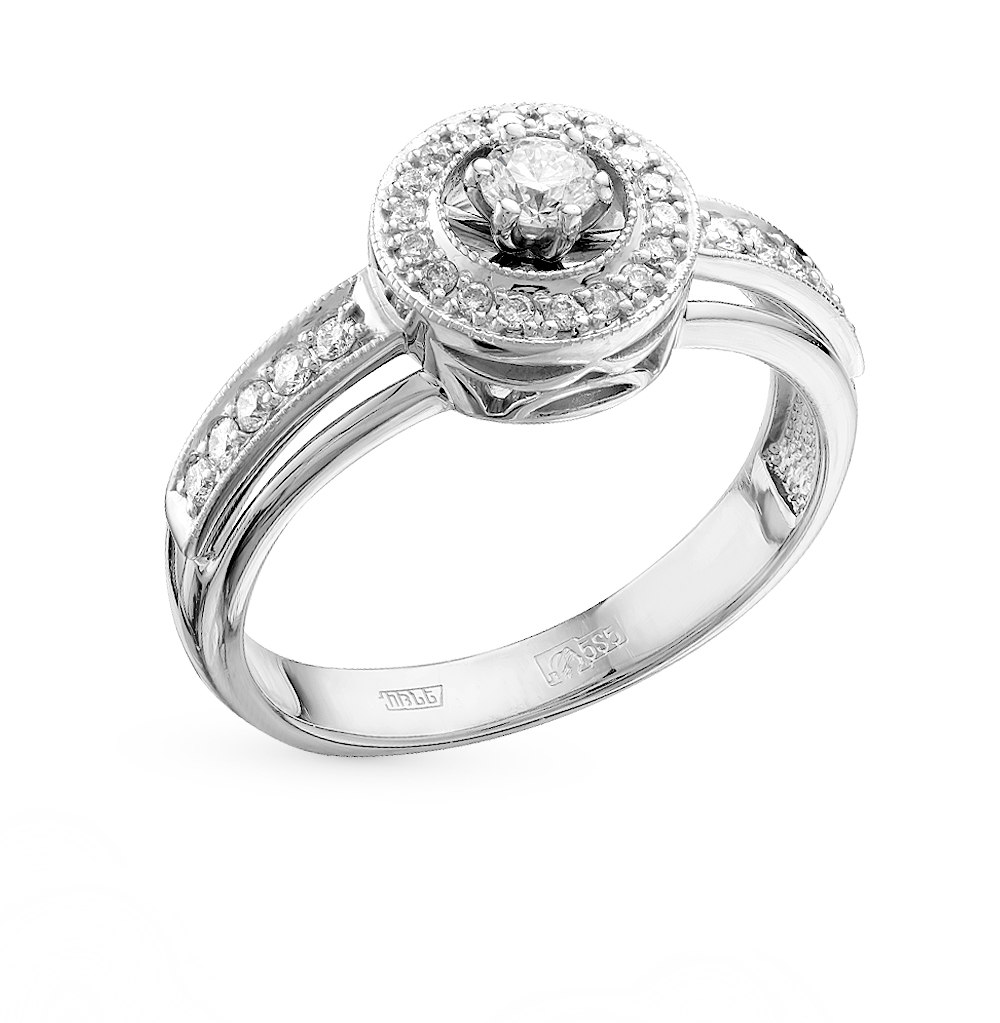 Кольцо с белым бриллиантом