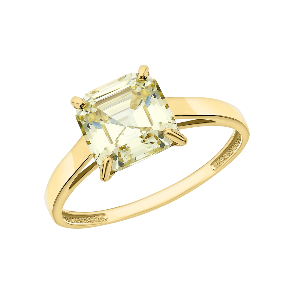 Фото «Золотое кольцо с наноситаллом лимонный кварц»