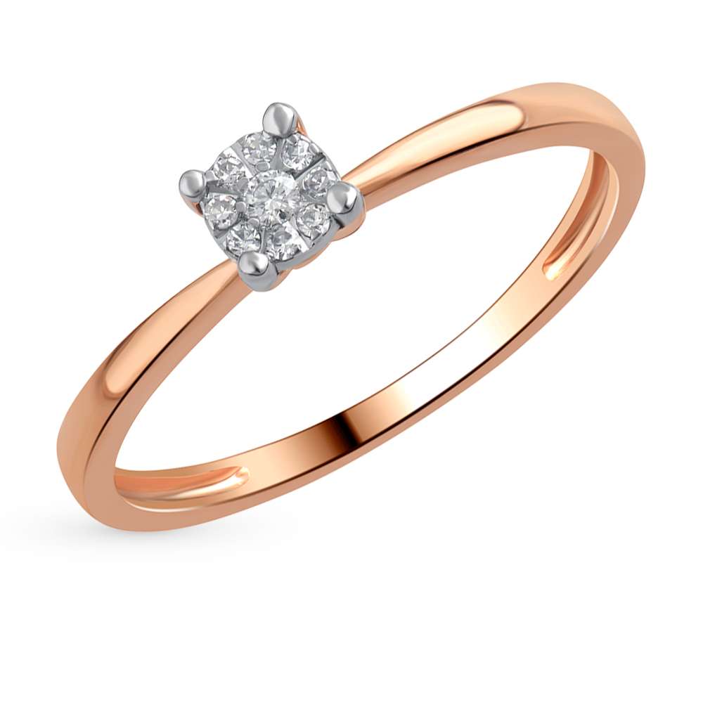 Золотое кольцо с двумя бриллиантами