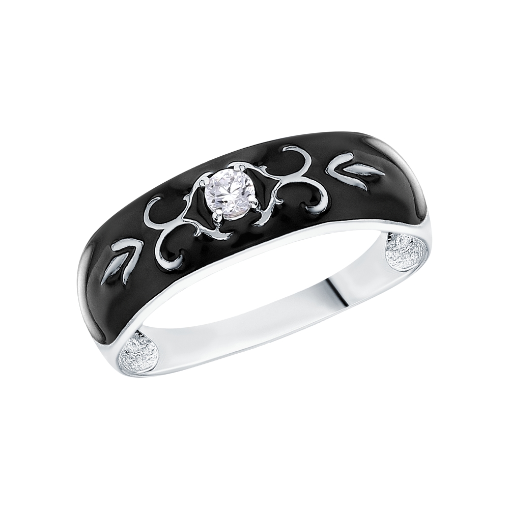 Серебряное кольцо с эмалью и кубическим цирконием в Краснодаре