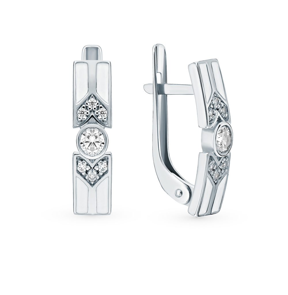 Серебряные серьги с эмалью и фианитами в Самаре