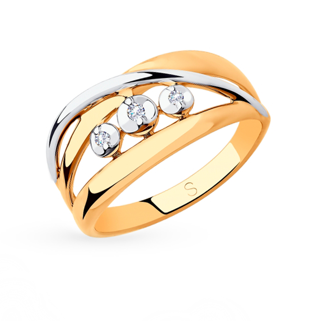 Фото «Золотое кольцо с фианитами SOKOLOV 018229»