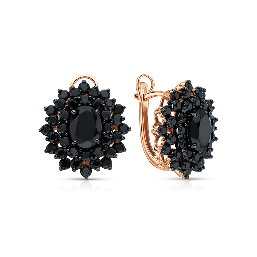 Золотые серьги с шпинелями природными и сапфирами природными в Санкт-Петербурге