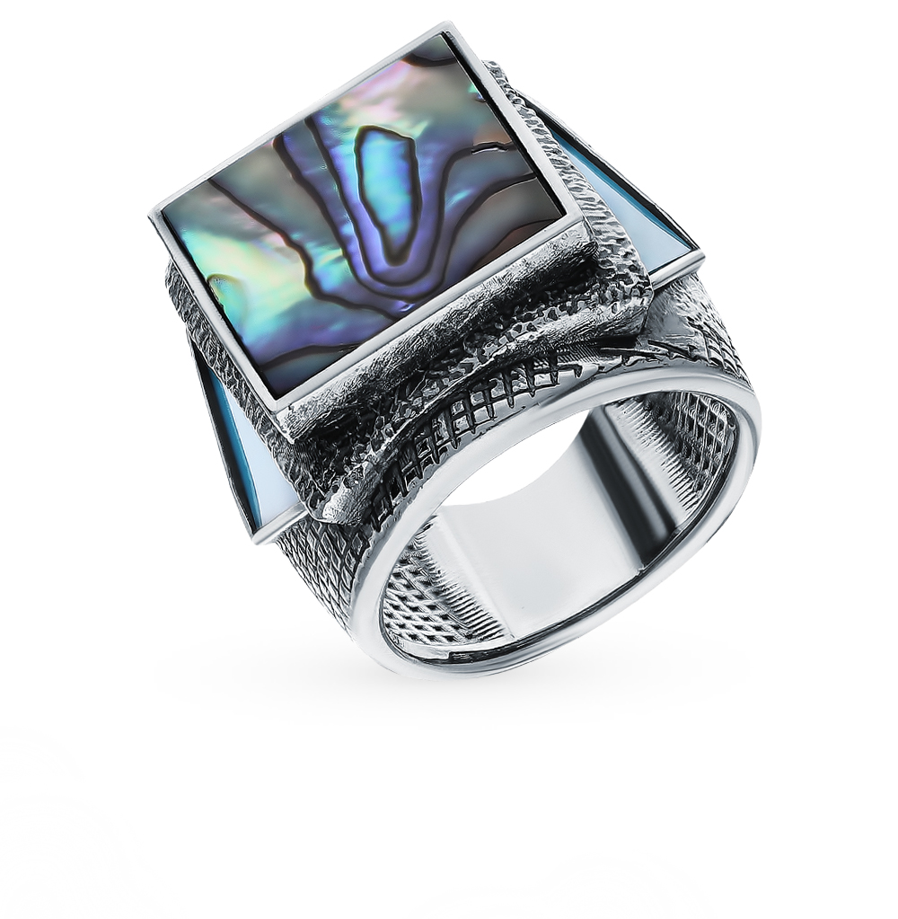 Серебряное кольцо с перламутром и бирюзой в Самаре