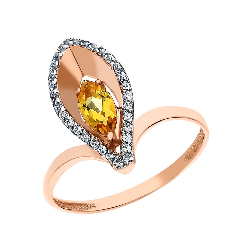 Золотое кольцо с цитринами и фианитами в Краснодаре