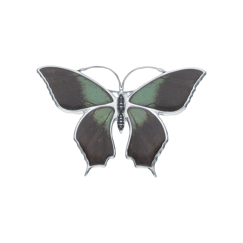 Серебряная брошь с эмалью, фианитами и крыльями бабочками в Краснодаре