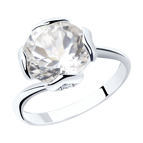 Фото «Серебряное кольцо с фианитами и горным хрусталем»