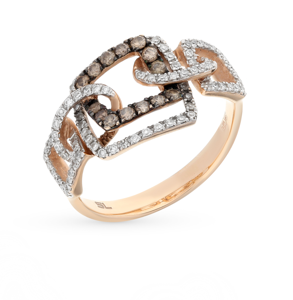 Фото «Золотое кольцо с коньячными бриллиантами»