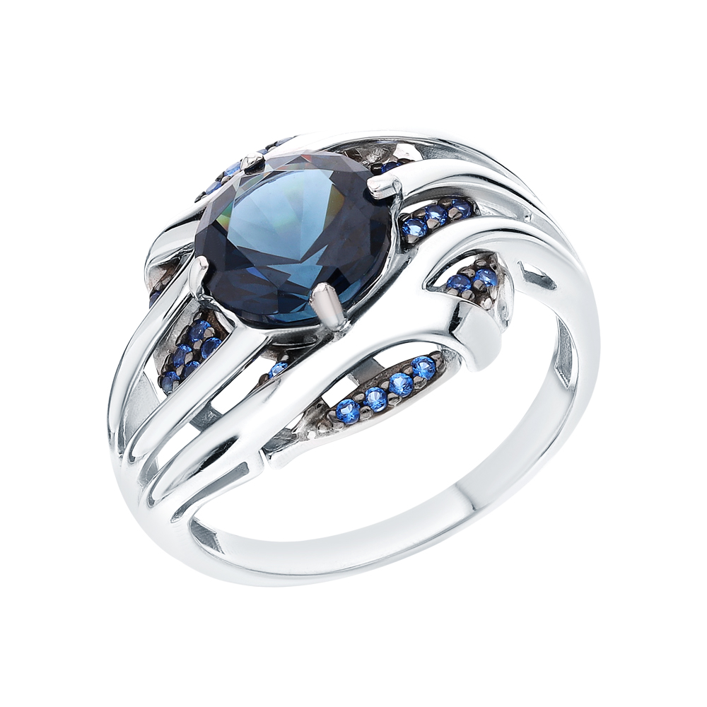 Серебряное кольцо с топазами, нанокристаллами и наносапфирами в Краснодаре