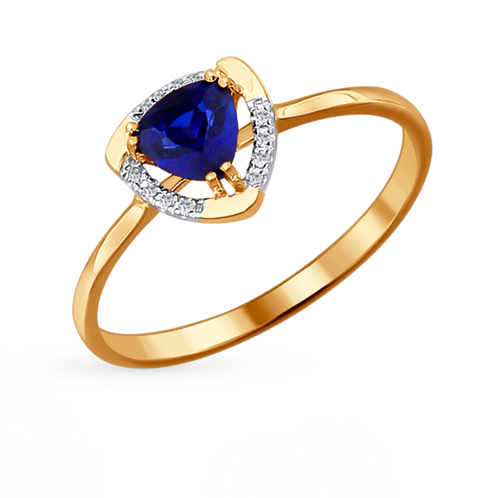 Фото «Золотое кольцо с корундом и бриллиантами SOKOLOV 2011017»