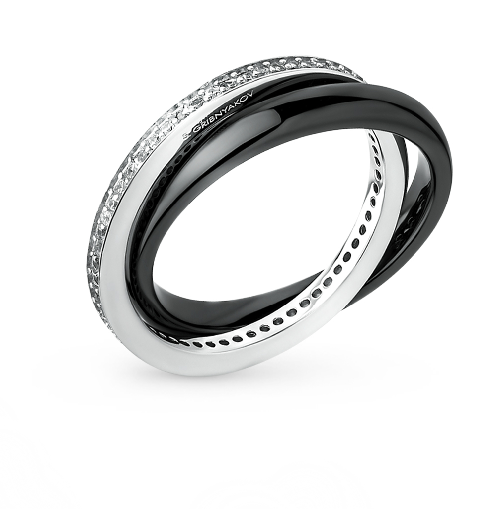 Фото «Керамическое кольцо с фианитами и керамикой»