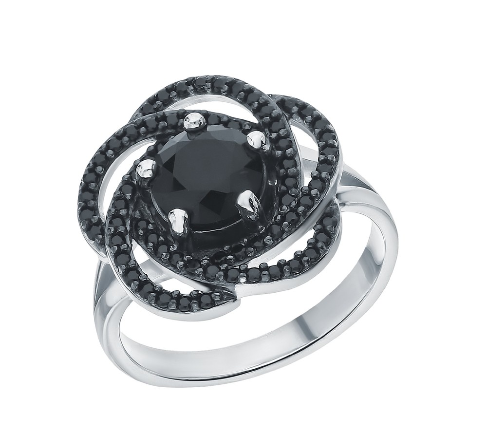Серебряное кольцо с фианитами и кварцем в Новосибирске