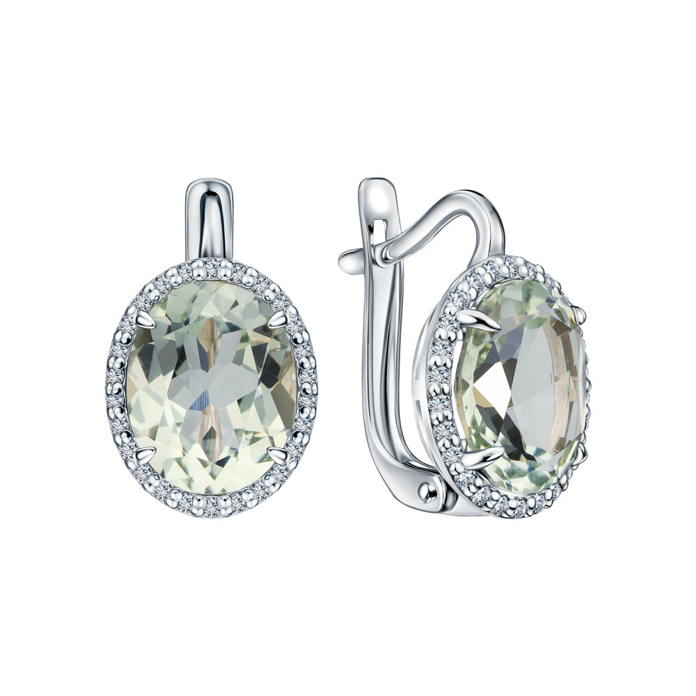 Золотые серьги с празиолит и бриллиантами БРИЛЛИАНТЫ ЯКУТИИ 72251-C5W ...