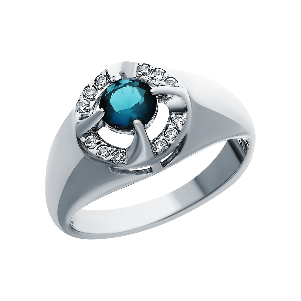 Фото «Серебряное кольцо с фианитами и ювелирным стеклом»
