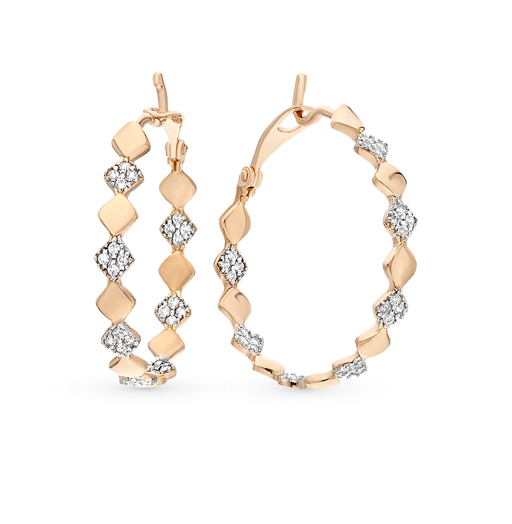 Золотые серьги с фианитами