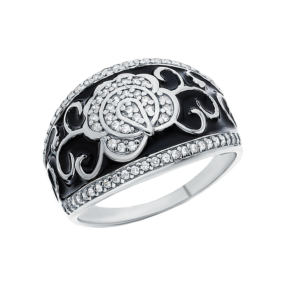 Серебряное кольцо с эмалью и кубическим цирконием в Екатеринбурге