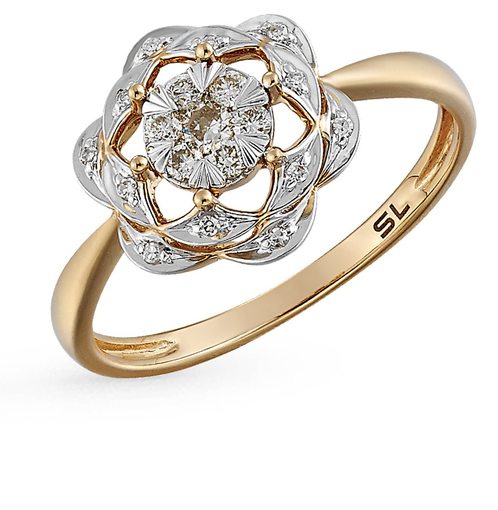 Золотое кольцо с большим бриллиантом