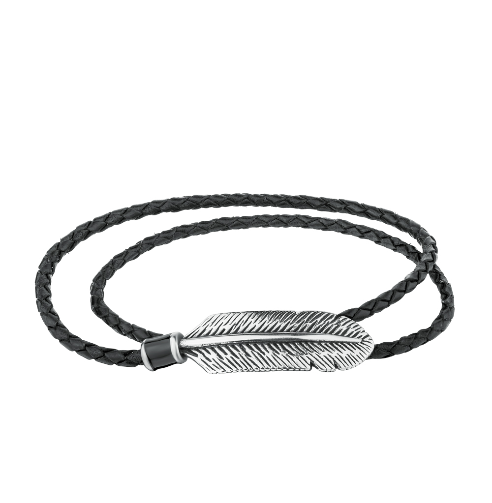 Фото «Кожаный браслет с эмалью и со сталью»