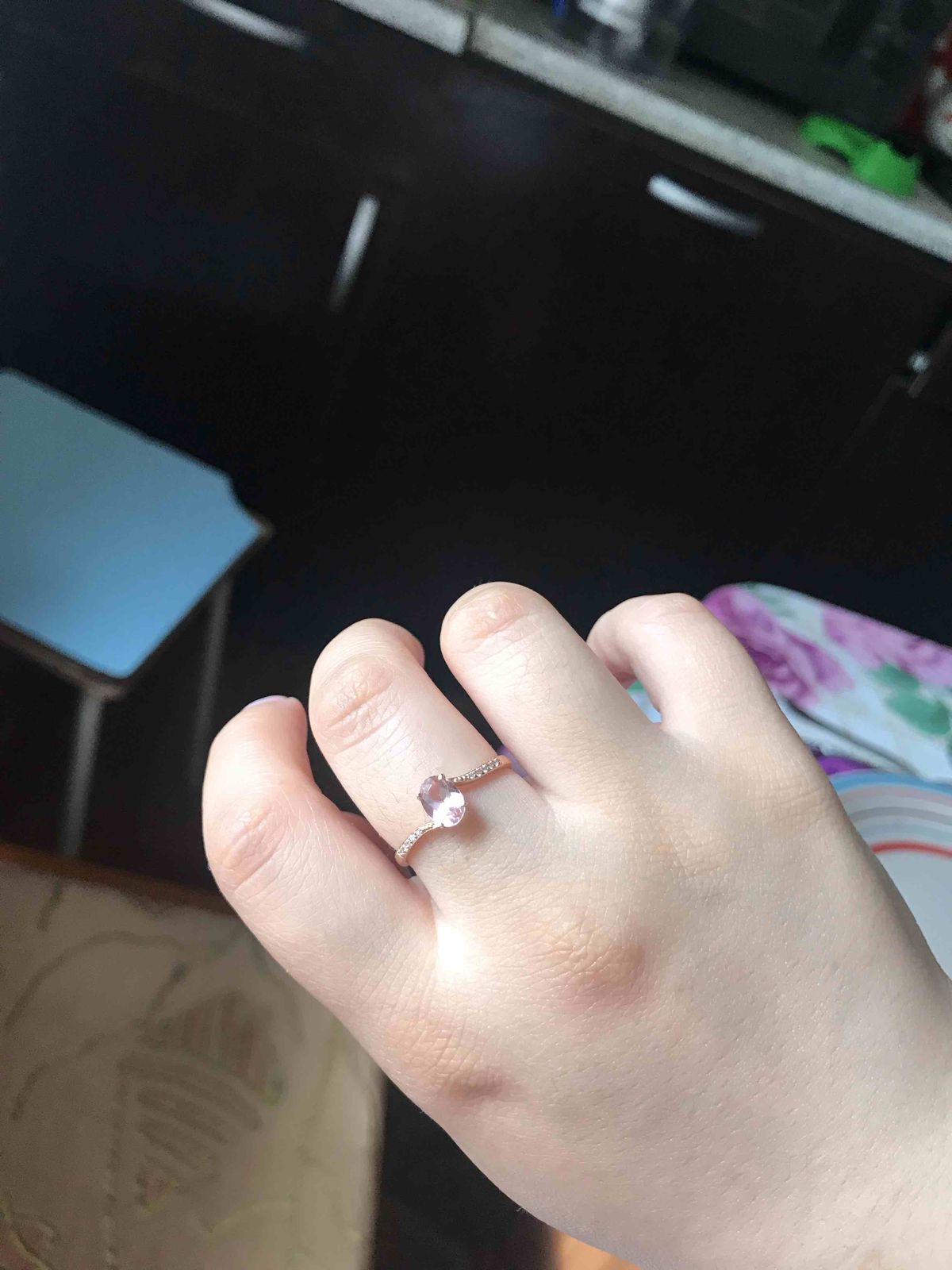 Золотое кольцо с морганитами и фианитами SUNLIGHT 1-9766*: розовое ...