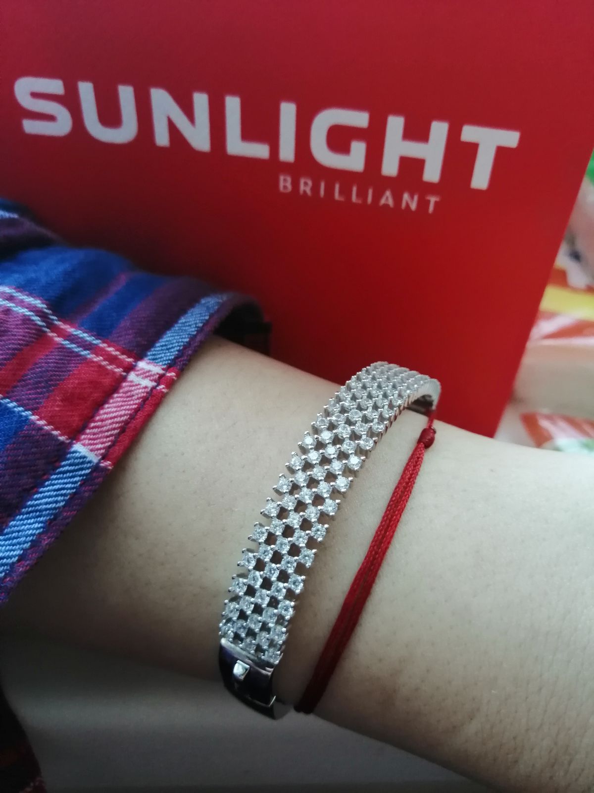 Серебряный браслет с фианитами SUNLIGHT: белое серебро 925 пробы ...