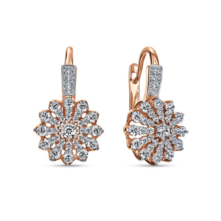 Золотые серьги с фианитами