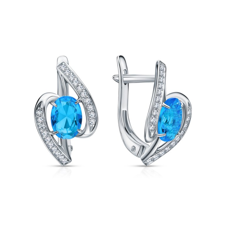 Серебряные серьги с фианитами