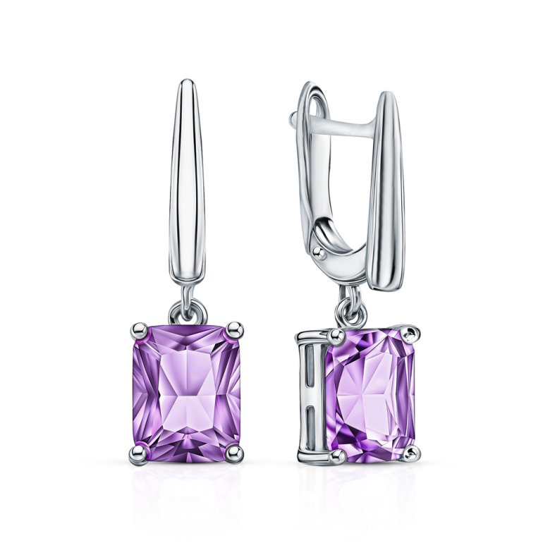 Серебряные серьги с аметистами